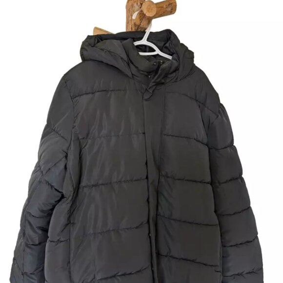 COPY - Amazon Aware Men's XXL Puffer Jacket Washed Black Hooded Coat Warm Polye… - Picture 13 of 13